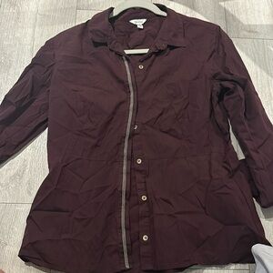 Calvin Klein Women’s Purple Button down with Silver Beads. Lightly worn. Size M